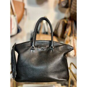 Beautiful Tory Burch Black Leather Mcgraw Dome Tote